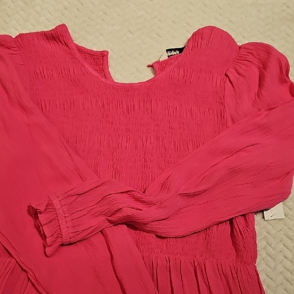 Vibrant‎ Pink Maternity Long Sleeve Dress - Picture 3 of 5